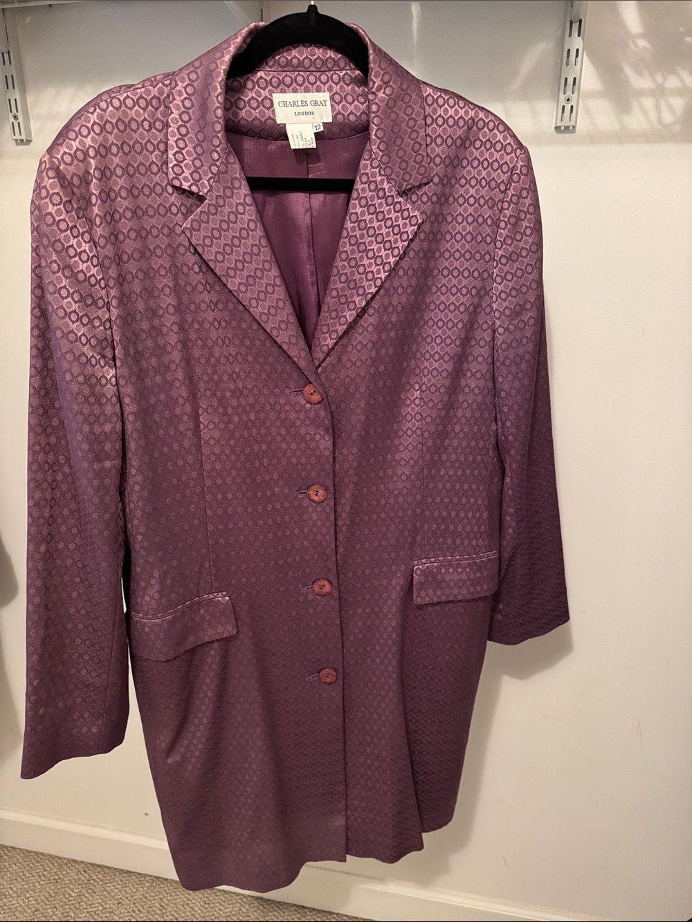 Charles Gray London Vintage Lavender Satin Long Jacket